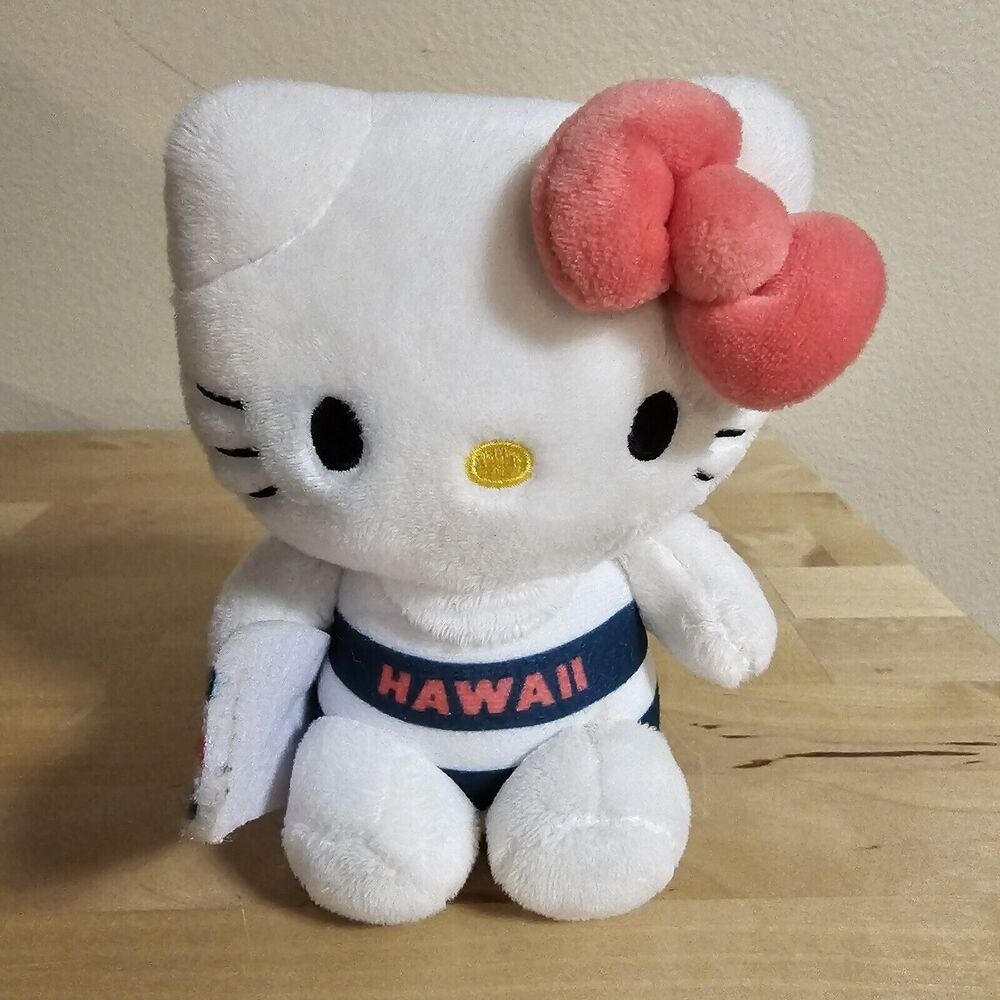 Hello Kitty Hawaii with Surf Board‎ White with Pink Bow Hawaii Theme
